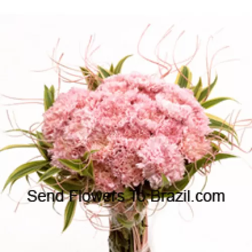 Bündel von 24 rosa Nelken mit saisonalen Füllstoffen