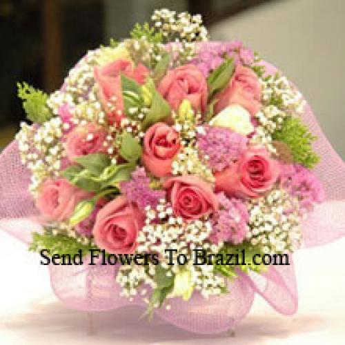 12 Decorative Pink Roses