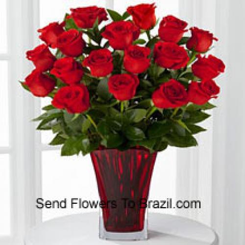 18 Red Roses with Pink Bow