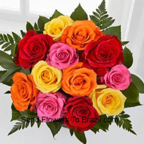 12 Roses Assorties Mignons