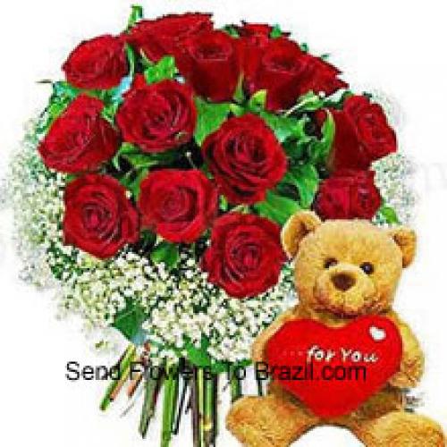 12 Rose con Orso Affettuoso